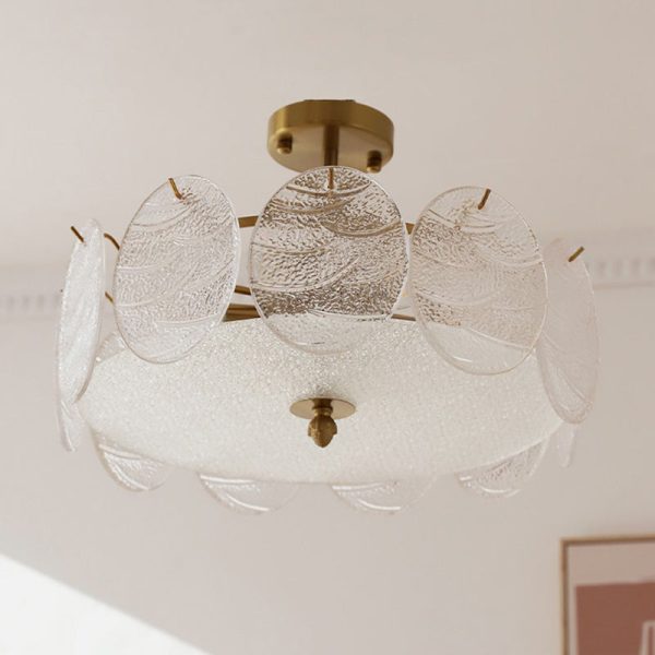 Traditional French Iron Glass Round 5/6/8-Light Semi-Flush Mount Ceiling Light For Living Room - Image 21