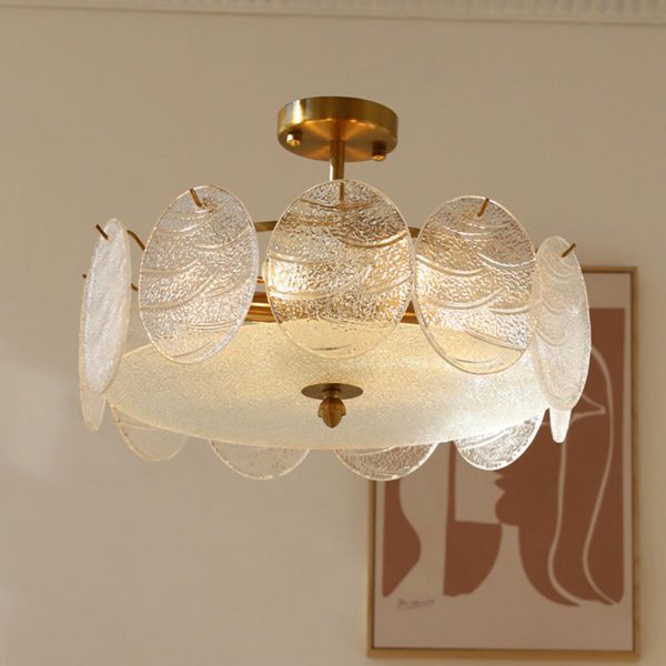 Traditional French Iron Glass Round 5/6/8-Light Semi-Flush Mount Ceiling Light For Living Room - Image 22