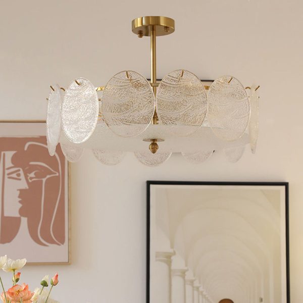 Traditional French Iron Glass Round 5/6/8-Light Semi-Flush Mount Ceiling Light For Living Room - Image 23