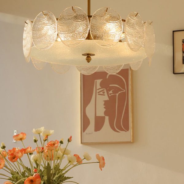 Traditional French Iron Glass Round 5/6/8-Light Semi-Flush Mount Ceiling Light For Living Room - Image 2