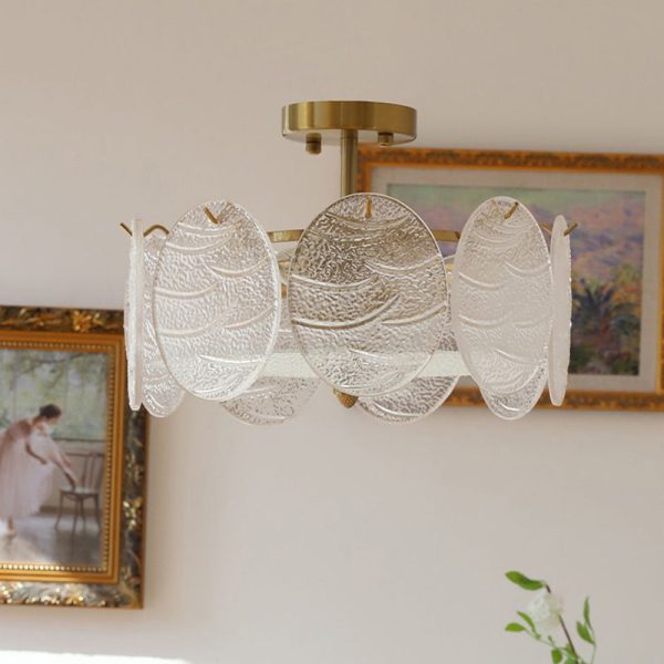 Traditional French Iron Glass Round 5/6/8-Light Semi-Flush Mount Ceiling Light For Living Room - Image 12