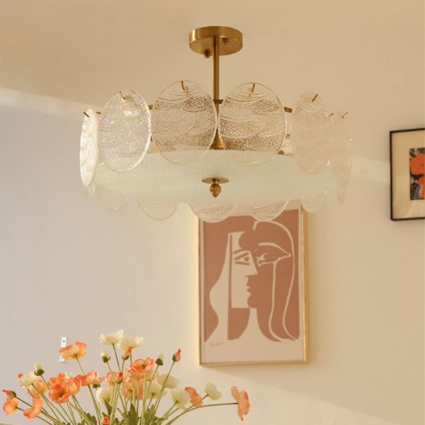 Traditional French Iron Glass Round 5/6/8-Light Semi-Flush Mount Ceiling Light For Living Room - Image 13