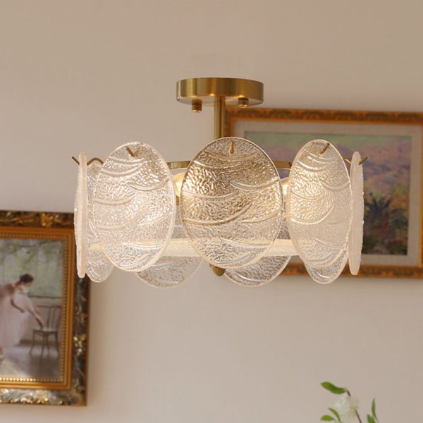 Traditional French Iron Glass Round 5/6/8-Light Semi-Flush Mount Ceiling Light For Living Room - Image 14