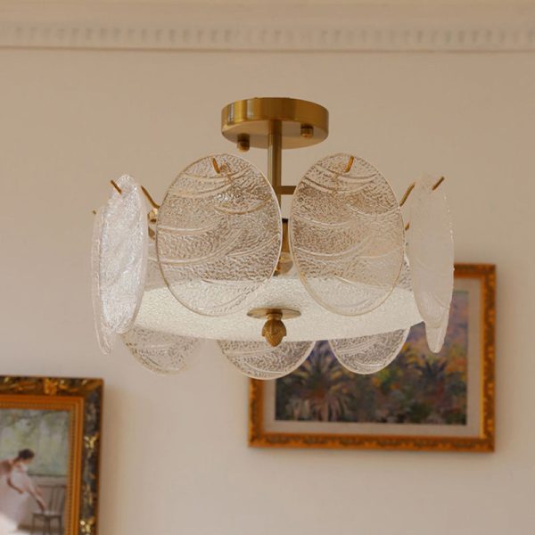Traditional French Iron Glass Round 5/6/8-Light Semi-Flush Mount Ceiling Light For Living Room - Image 15