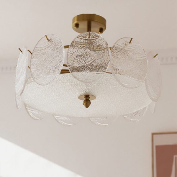 Traditional French Iron Glass Round 5/6/8-Light Semi-Flush Mount Ceiling Light For Living Room - Image 8