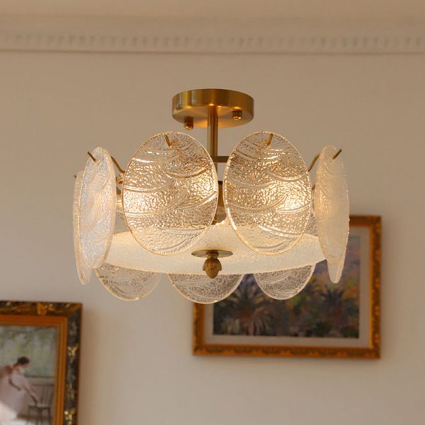 Traditional French Iron Glass Round 5/6/8-Light Semi-Flush Mount Ceiling Light For Living Room - Image 16
