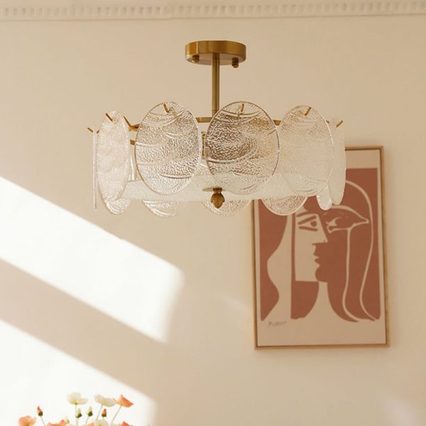 Traditional French Iron Glass Round 5/6/8-Light Semi-Flush Mount Ceiling Light For Living Room - Image 17