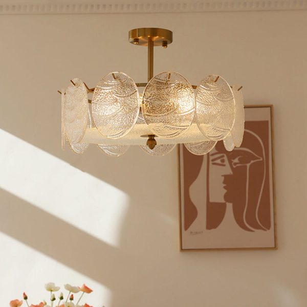 Traditional French Iron Glass Round 5/6/8-Light Semi-Flush Mount Ceiling Light For Living Room - Image 18