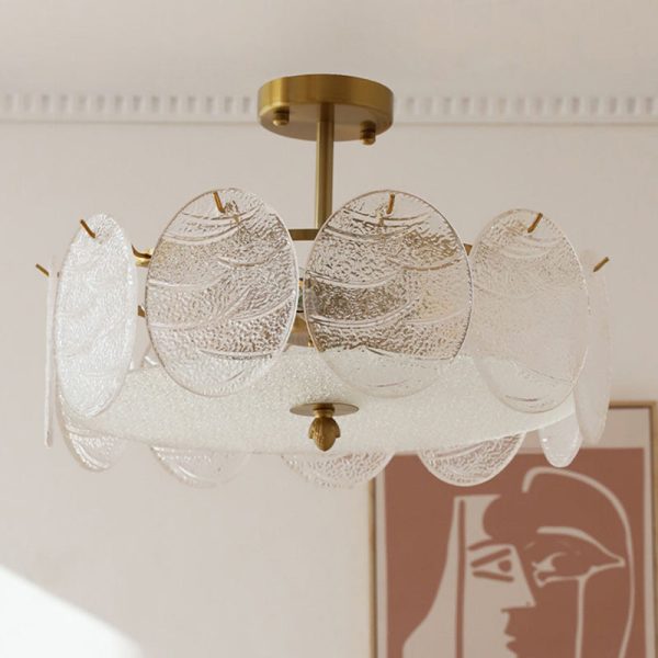 Traditional French Iron Glass Round 5/6/8-Light Semi-Flush Mount Ceiling Light For Living Room - Image 19