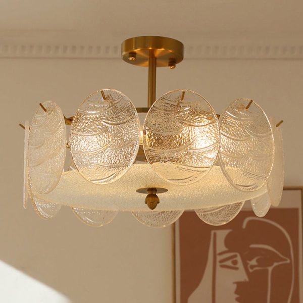 Traditional French Iron Glass Round 5/6/8-Light Semi-Flush Mount Ceiling Light For Living Room - Image 20