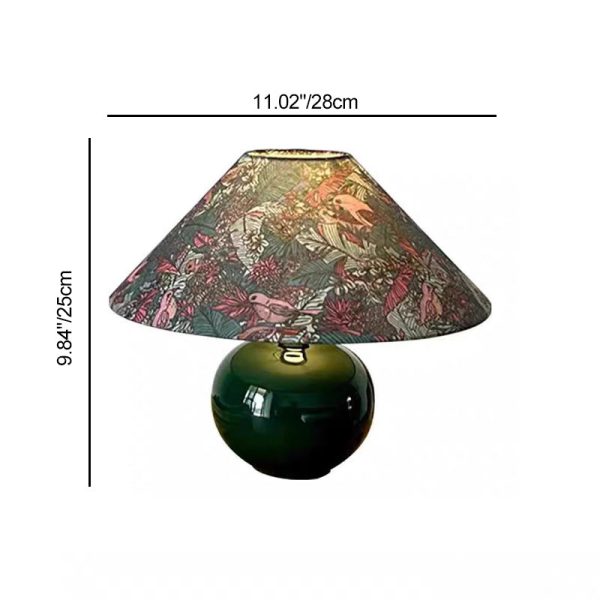 Modern Mid-Century Ceramic & Fabric Globe Base 1-Light Table Lamp For Living Room - Image 4