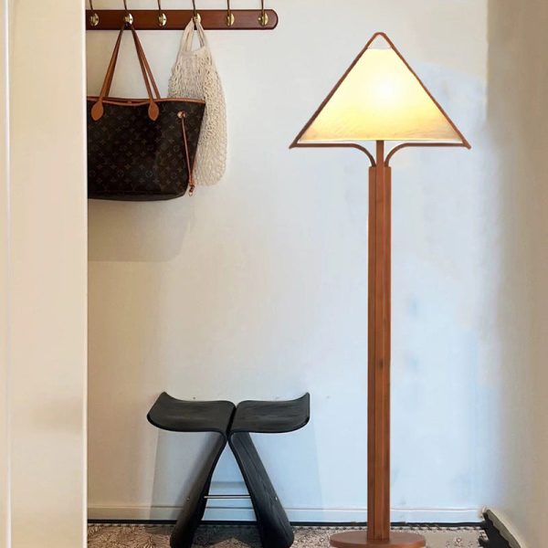 Traditional Vintage Wood Fabric Cylinder Base 1-Light Standing Floor Lamp For Living Room - Image 14