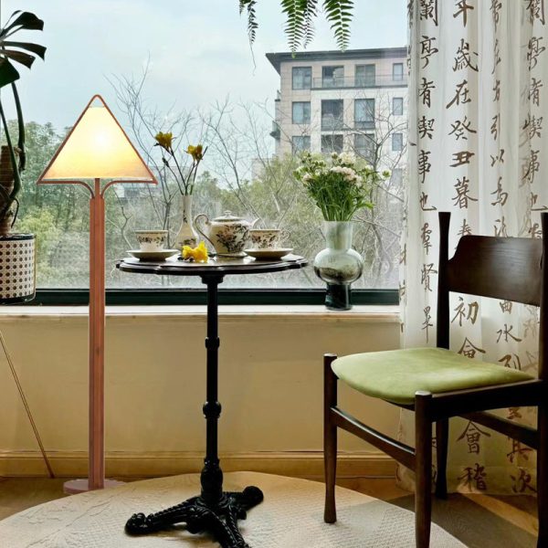 Traditional Vintage Wood Fabric Cylinder Base 1-Light Standing Floor Lamp For Living Room - Image 15