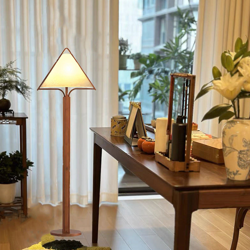 BS-Lighting-AC04535-16.jpg Traditional Vintage Wood Fabric Cylinder Base 1-Light Standing Floor Lamp For Living Room - Image 1