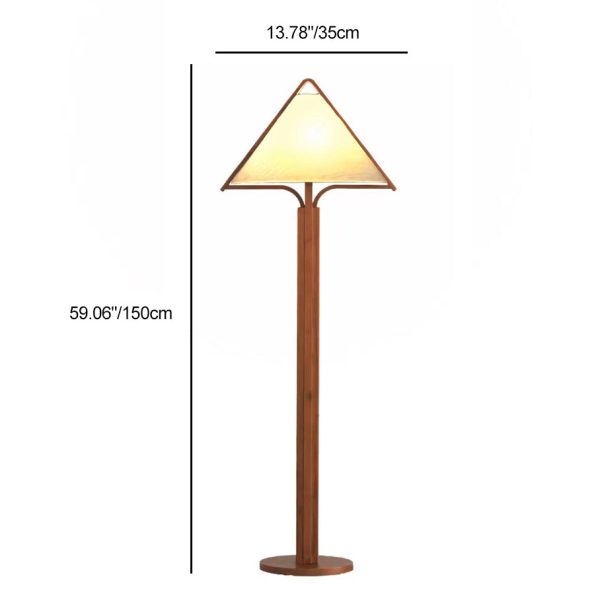 Traditional Vintage Wood Fabric Cylinder Base 1-Light Standing Floor Lamp For Living Room - Image 4