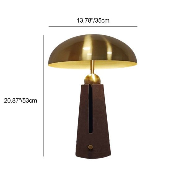 Modern Mid-Century Iron Leather Round Mushroom 2-Light Table Lamp For Bedroom - Image 4