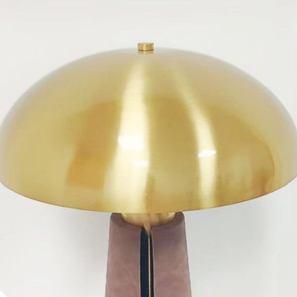 Modern Mid-Century Iron Leather Round Mushroom 2-Light Table Lamp For Bedroom - Image 5