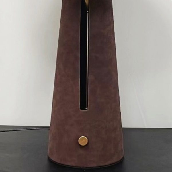 Modern Mid-Century Iron Leather Round Mushroom 2-Light Table Lamp For Bedroom - Image 9