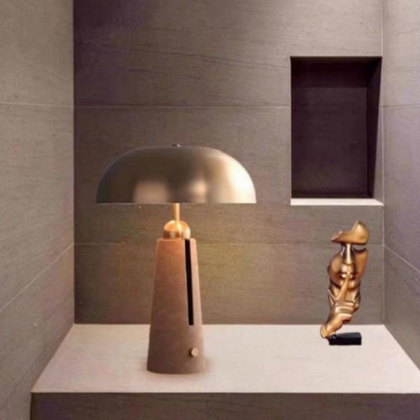 Modern Mid-Century Iron Leather Round Mushroom 2-Light Table Lamp For Bedroom - Image 7