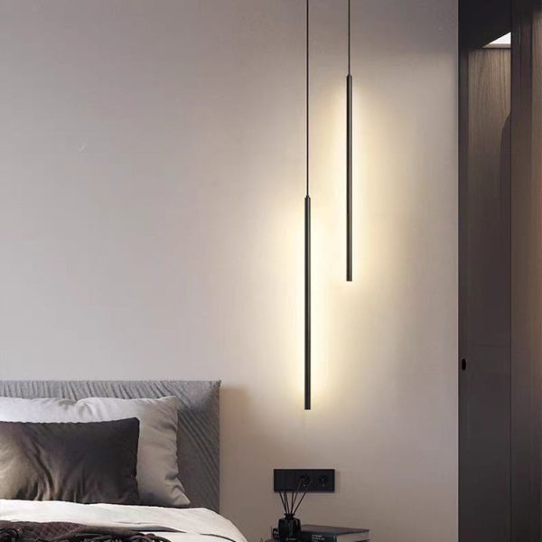 Modern Minimalist Aluminum Silicone Cylinder LED Pendant Light For Bedroom - Image 2