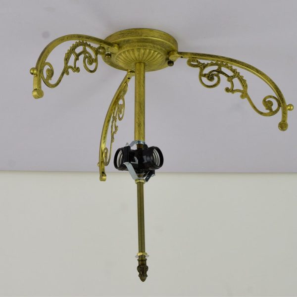 Traditional Tiffany Iron & Stained Glass Heart Dome Floral Pattern 3-Light Semi-Flush Mount Ceiling Light For Living Room - Image 5