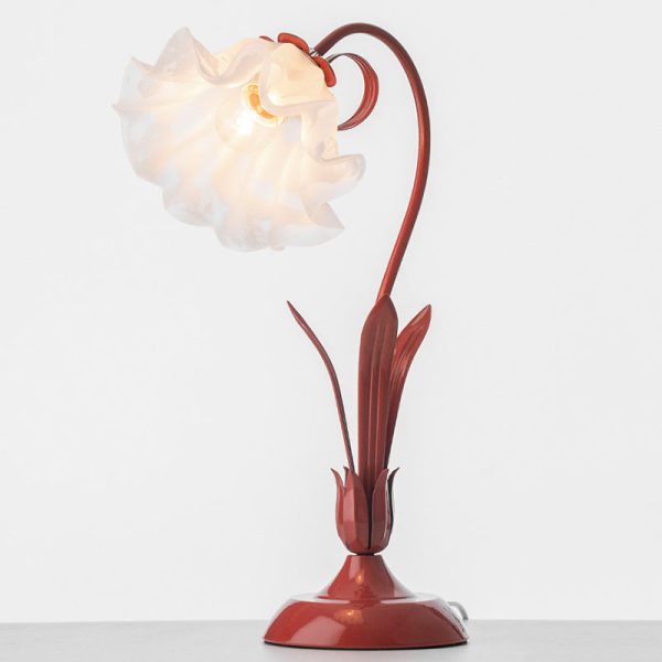 Traditional Chinese Iron Glass Floral Shade 1-Light Table Lamp For Bedroom - Image 8