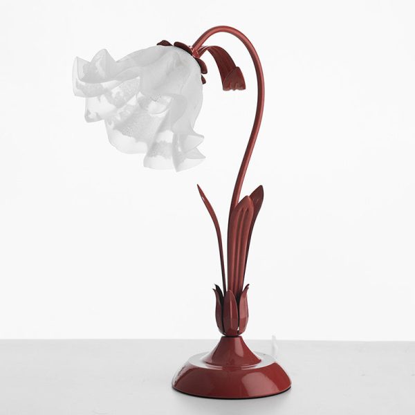 Traditional Chinese Iron Glass Floral Shade 1-Light Table Lamp For Bedroom - Image 9