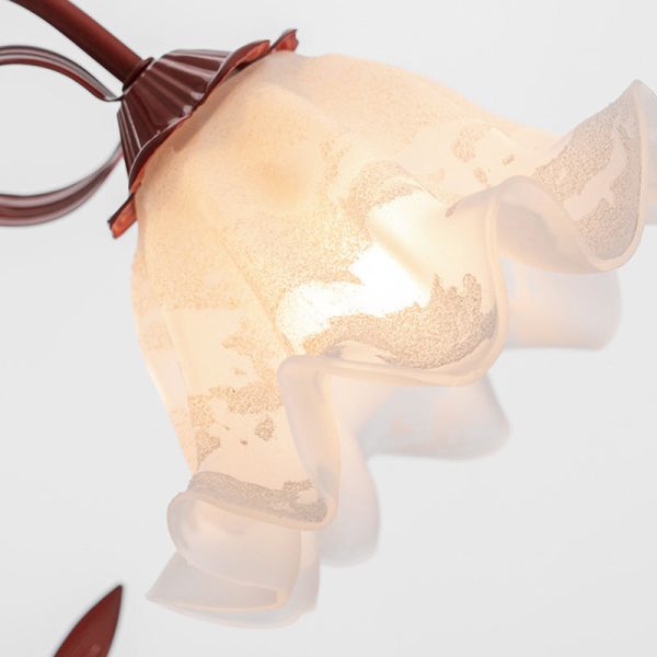 Traditional Chinese Iron Glass Floral Shade 1-Light Table Lamp For Bedroom - Image 5