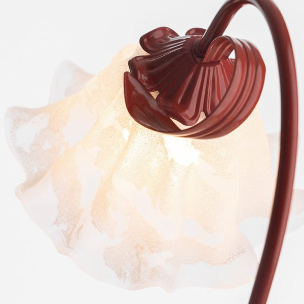 Traditional Chinese Iron Glass Floral Shade 1-Light Table Lamp For Bedroom - Image 6