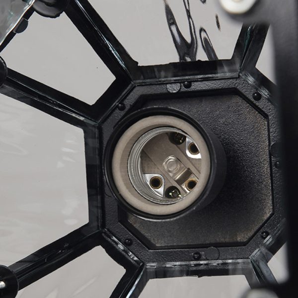 Traditional Vintage Aluminum & Ripple Glass Octagonal 1-Light Pendant Light For Outdoor Patio - Image 7