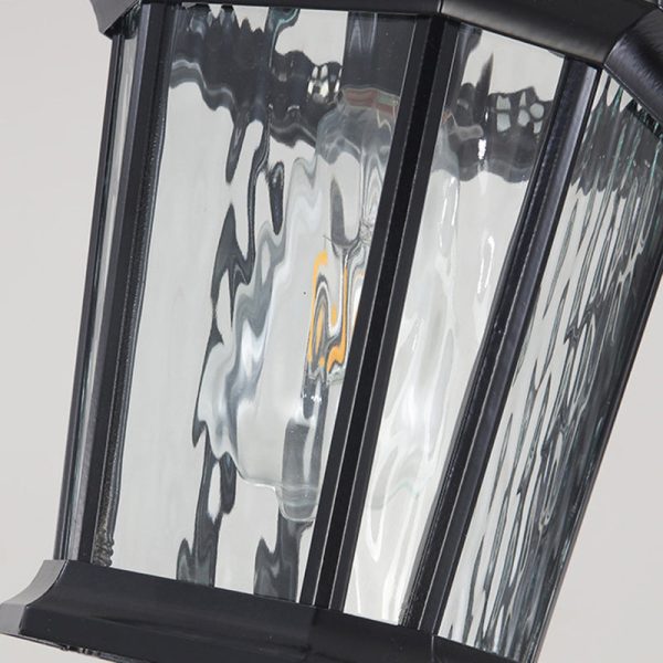 Traditional Vintage Aluminum & Ripple Glass Octagonal 1-Light Pendant Light For Outdoor Patio - Image 8