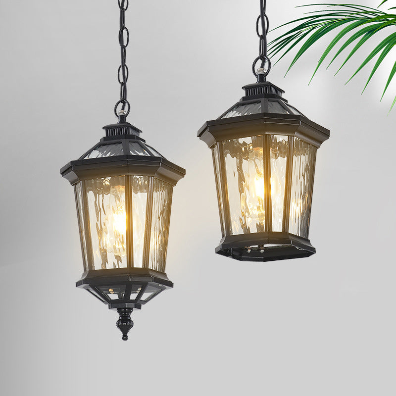 BS-Lighting-AC04595-12.jpg Traditional Vintage Aluminum & Ripple Glass Octagonal 1-Light Pendant Light For Outdoor Patio - Image 9