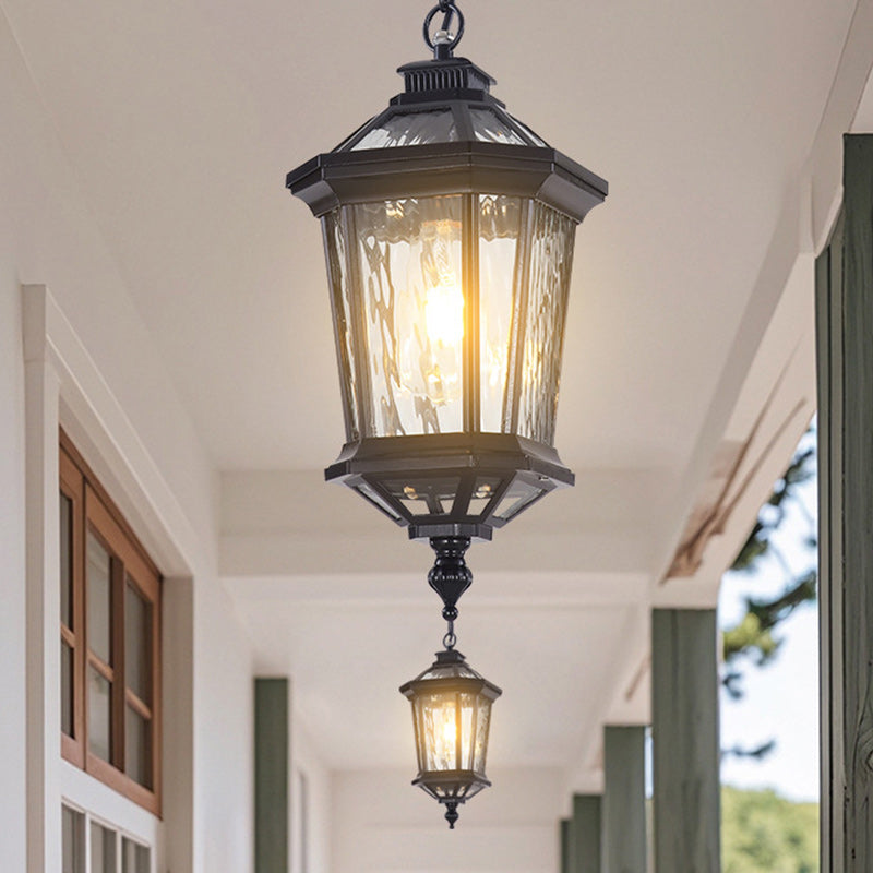 BS-Lighting-AC04595-7.jpg Traditional Vintage Aluminum & Ripple Glass Octagonal 1-Light Pendant Light For Outdoor Patio - Image 1