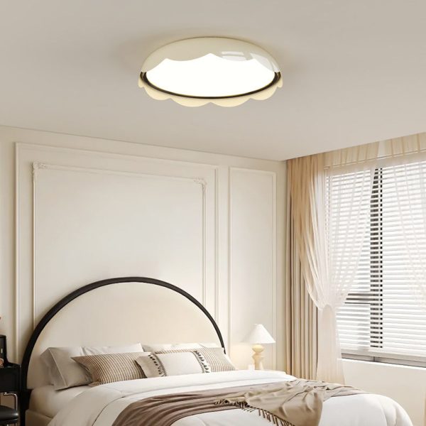 Modern Minimalist Iron & PE Wave Pattern LED Flush Mount Ceiling Light For Bedroom - Image 3