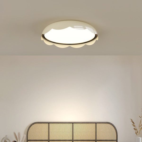 Modern Minimalist Iron & PE Wave Pattern LED Flush Mount Ceiling Light For Bedroom - Image 9