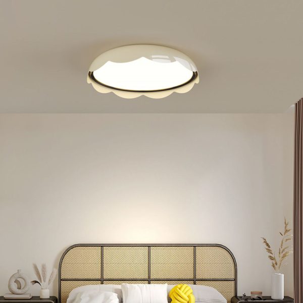 Modern Minimalist Iron & PE Wave Pattern LED Flush Mount Ceiling Light For Bedroom - Image 2