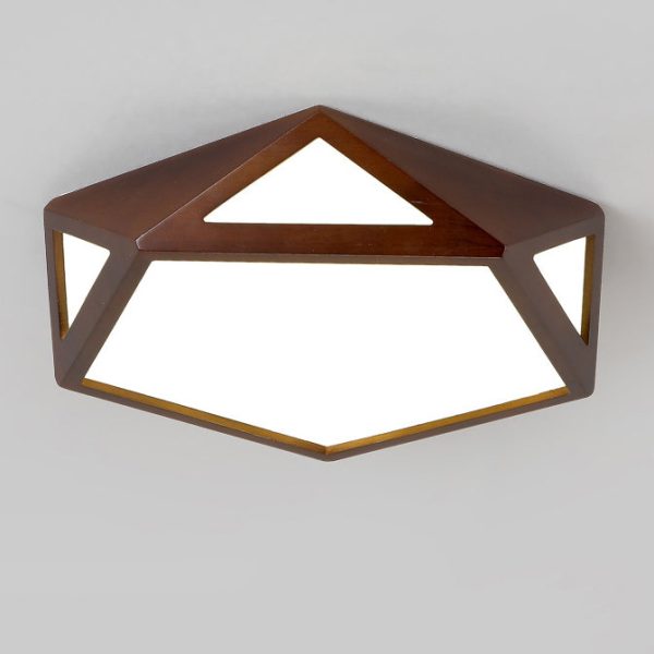 Traditional Chinese Solid Wood & Acrylic Hexagonal LED Flush Mount Ceiling Light For Bedroom - Image 17