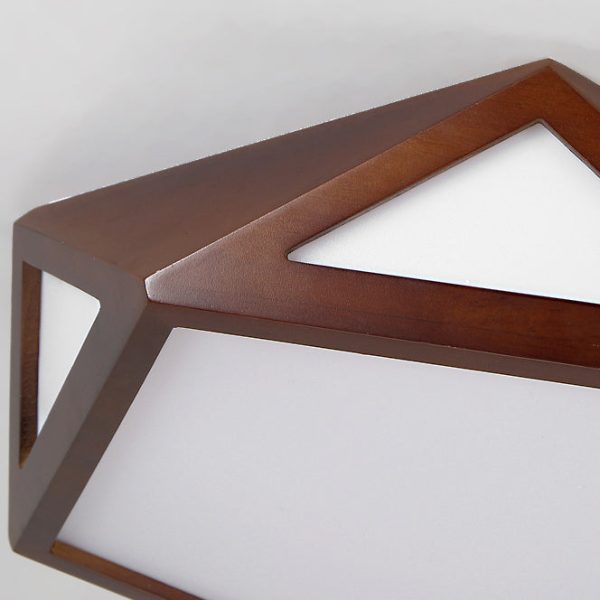 Traditional Chinese Solid Wood & Acrylic Hexagonal LED Flush Mount Ceiling Light For Bedroom - Image 9