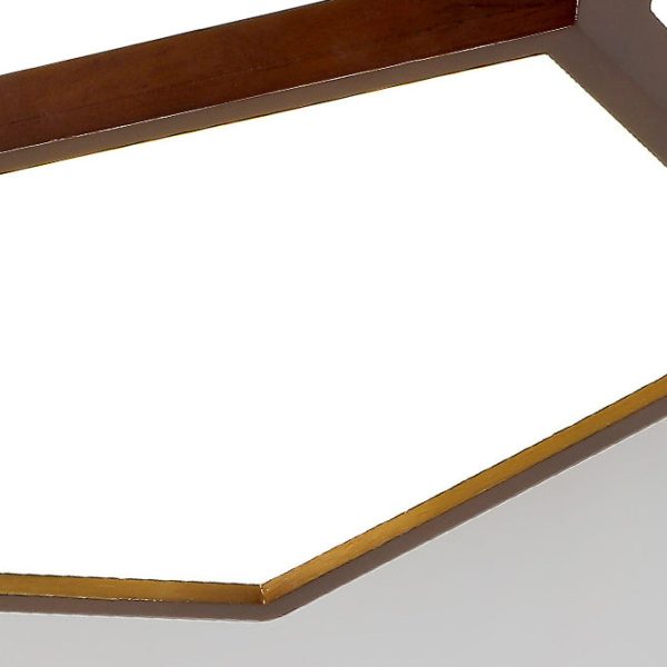 Traditional Chinese Solid Wood & Acrylic Hexagonal LED Flush Mount Ceiling Light For Bedroom - Image 8
