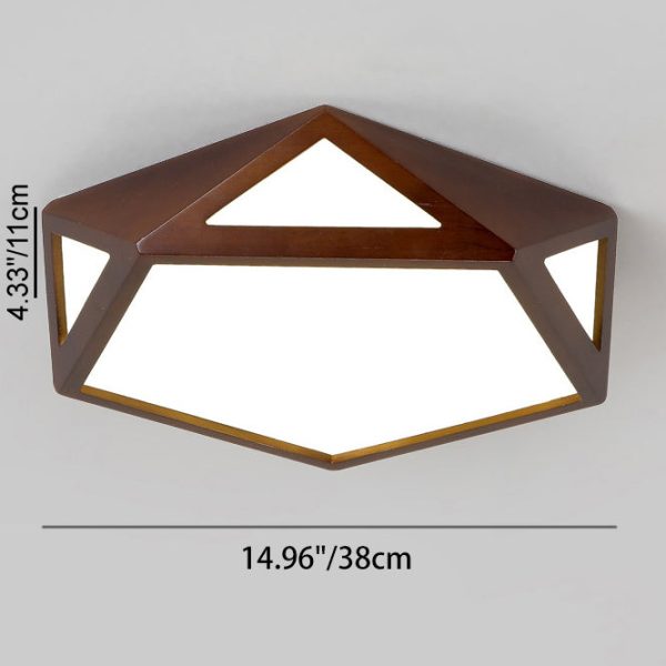 Traditional Chinese Solid Wood & Acrylic Hexagonal LED Flush Mount Ceiling Light For Bedroom - Image 4