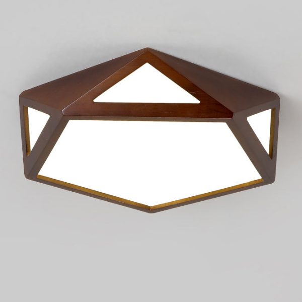 Traditional Chinese Solid Wood & Acrylic Hexagonal LED Flush Mount Ceiling Light For Bedroom - Image 22