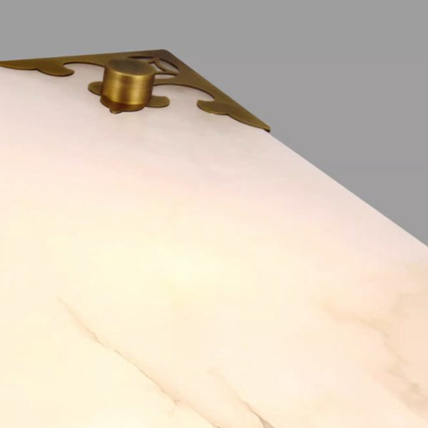 Traditional Chinese Brass & Jade Square LED Flush Mount Ceiling Light For Living Room - Image 8