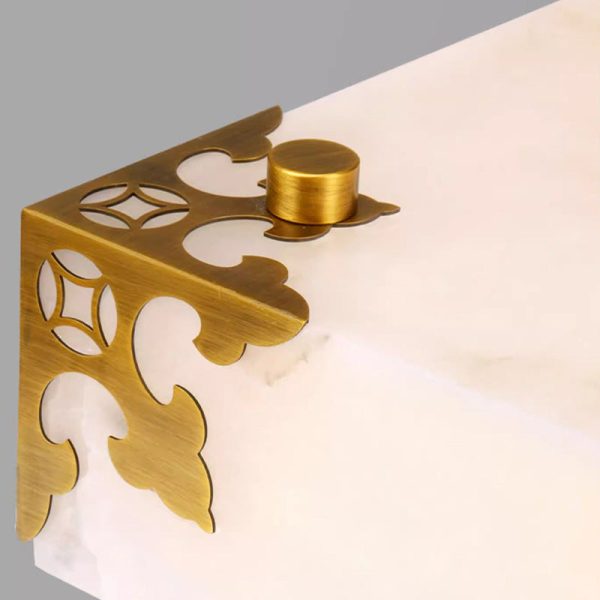 Traditional Chinese Brass & Jade Square LED Flush Mount Ceiling Light For Living Room - Image 9