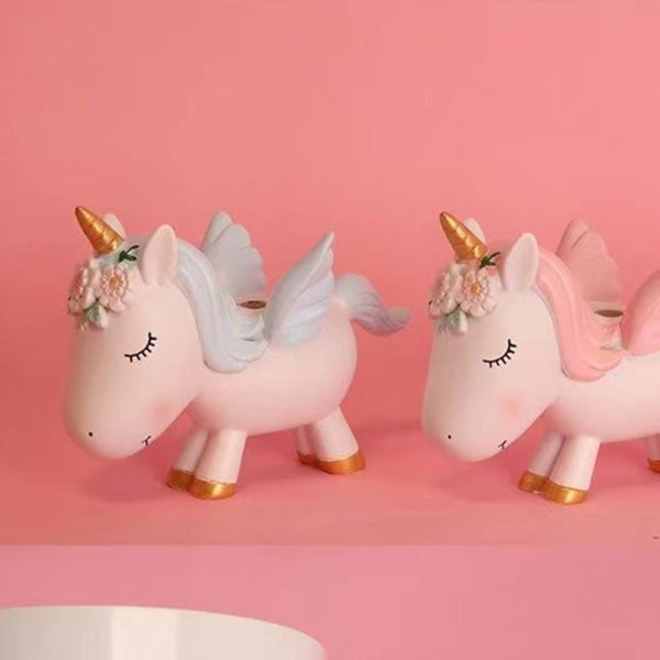 Contemporary Creative Resin Iron Acrylic Wood Unicorn Round LED Semi-Flush Mount Ceiling Light For Bedroom - Image 8