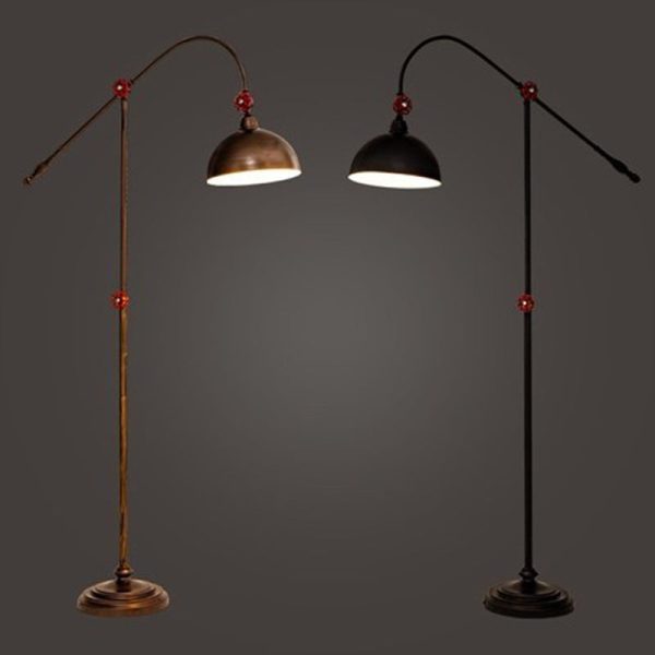 Contemporary Industrial Iron Dome Fishing Rod 1-Light Standing Floor Lamp For Living Room - Image 3
