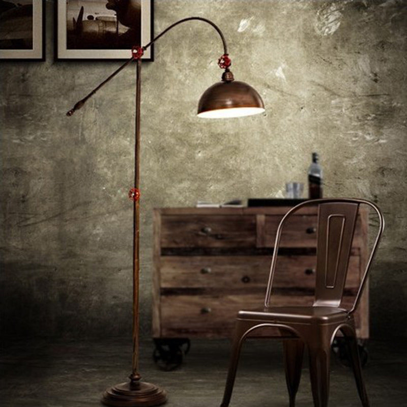 BS-Lighting-AC04717-10.jpg Contemporary Industrial Iron Dome Fishing Rod 1-Light Standing Floor Lamp For Living Room - Image 1