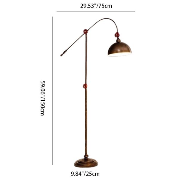 Contemporary Industrial Iron Dome Fishing Rod 1-Light Standing Floor Lamp For Living Room - Image 4