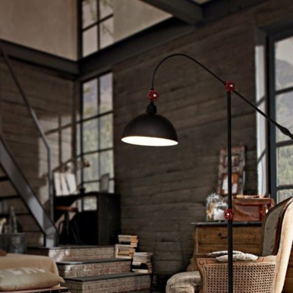 Contemporary Industrial Iron Dome Fishing Rod 1-Light Standing Floor Lamp For Living Room - Image 11