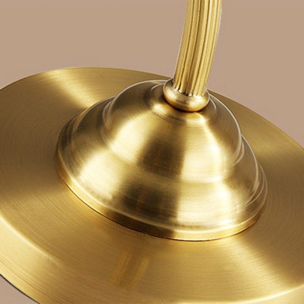 Traditional European Brass Glass Floral Shade Round Base 1-Light Table Lamp For Bedroom - Image 8