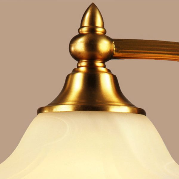 Traditional European Brass Glass Floral Shade Round Base 1-Light Table Lamp For Bedroom - Image 7